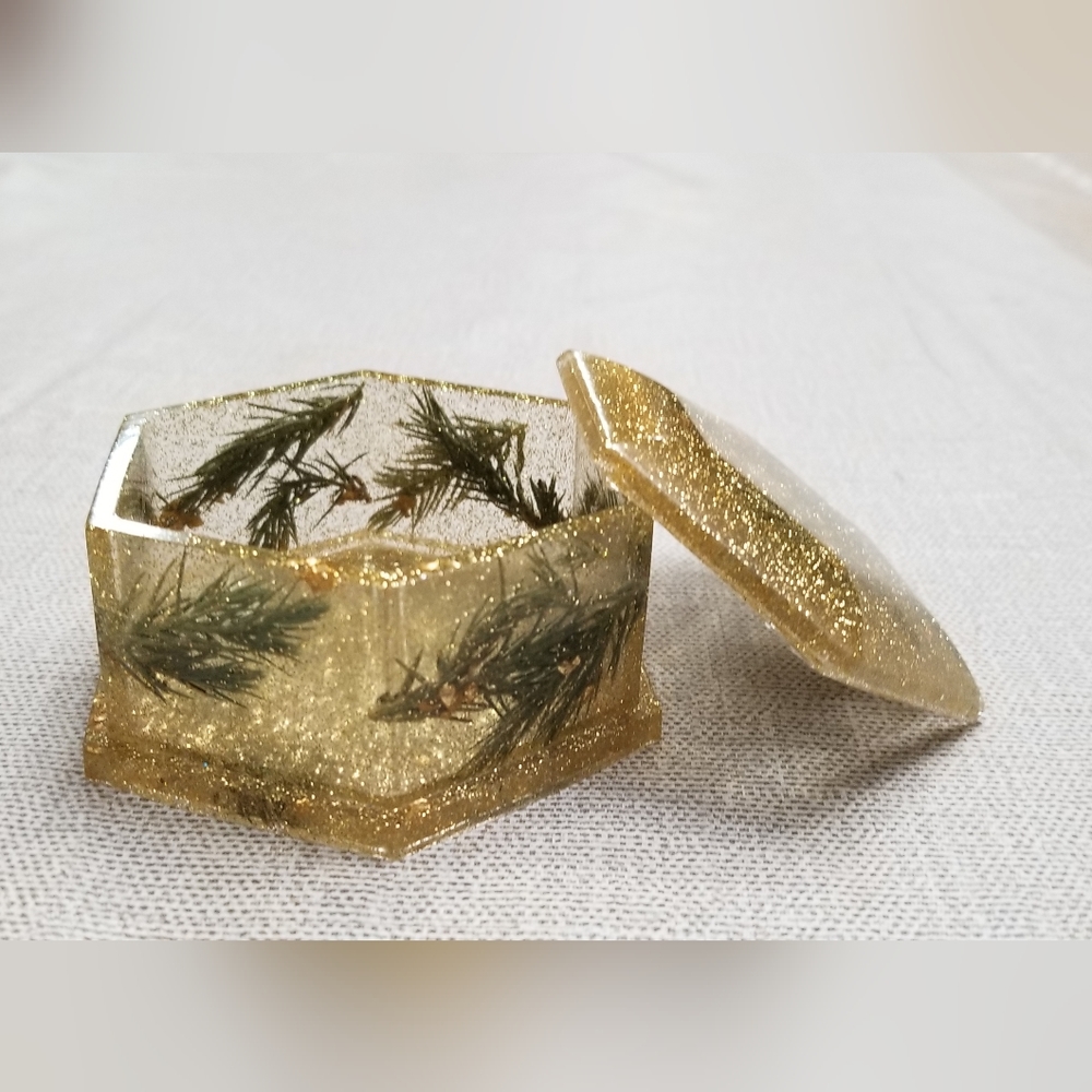 Handmade Jewelry Box with Pine Needles